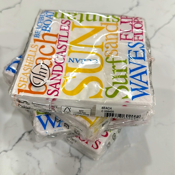 NWT Ideal Home Range bundle of 5 Beach Theme Cocktail Napkins - Picture 2 of 4